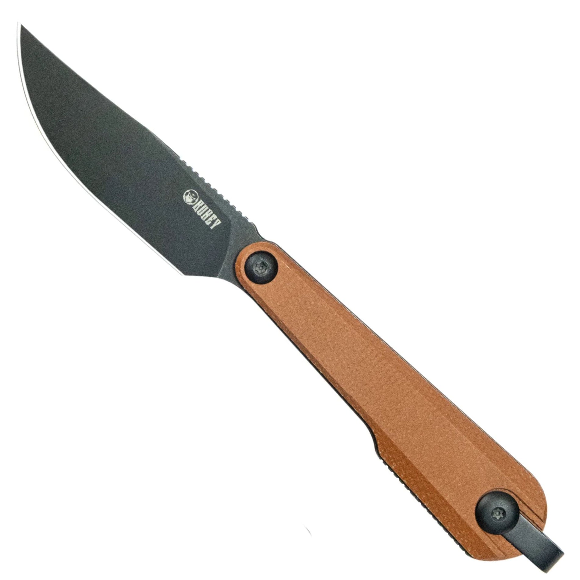 Kubey KU451C YAG (14C28N, Drop Point, Blackwash, Brown Micarta, Kydex Sheath) Fixed Blade Knife