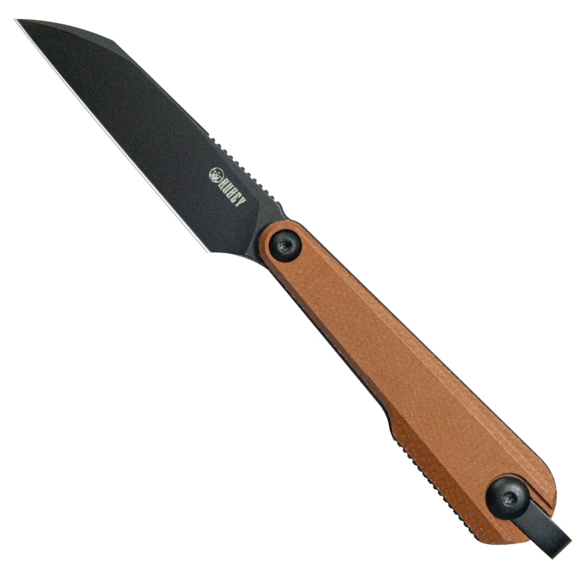 Kubey KU450C YAG (14C28N, Sheepsfoot, Blackwash, Brown Micarta, Kydex Sheath) Fixed Blade Knife