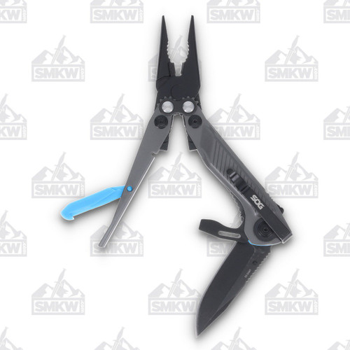 SOG Flash Mt Urban Gray And Cyan Multitool 7 Tools 2.4in Black Cl...