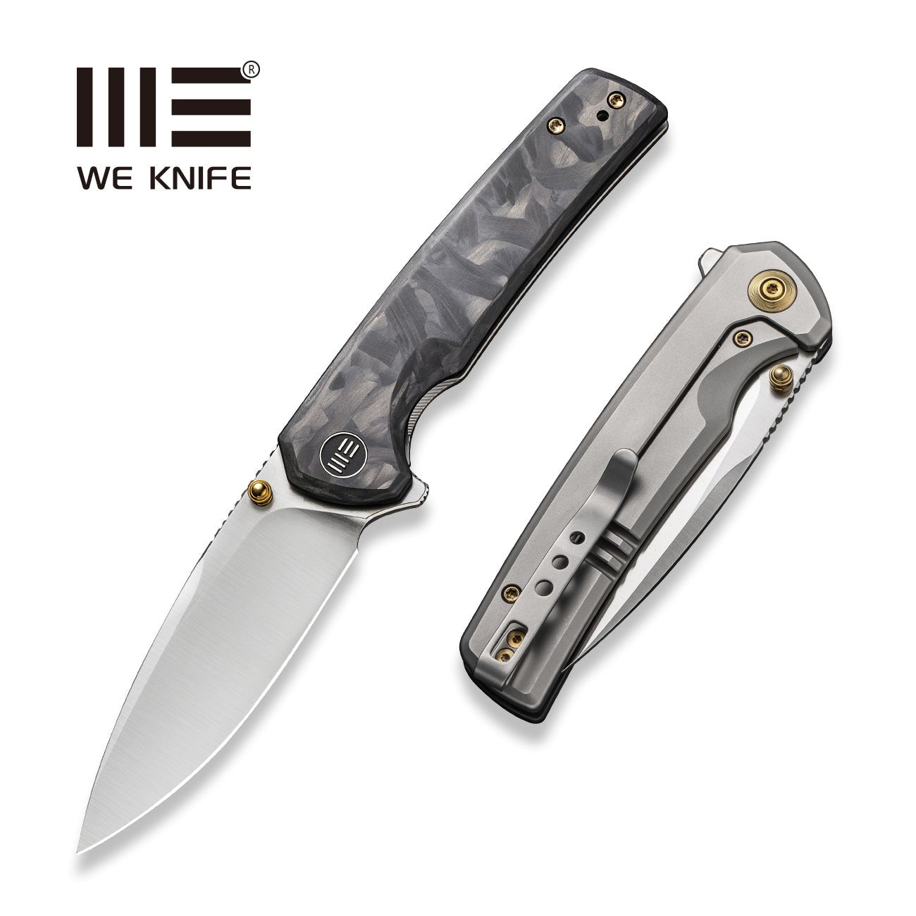 WEKNIFE Subjugator Flipper & Thumb Stud Knife Titanium & Carbon Fiber Handle (3.48" CPM 20CV Blade) WE21014D-1