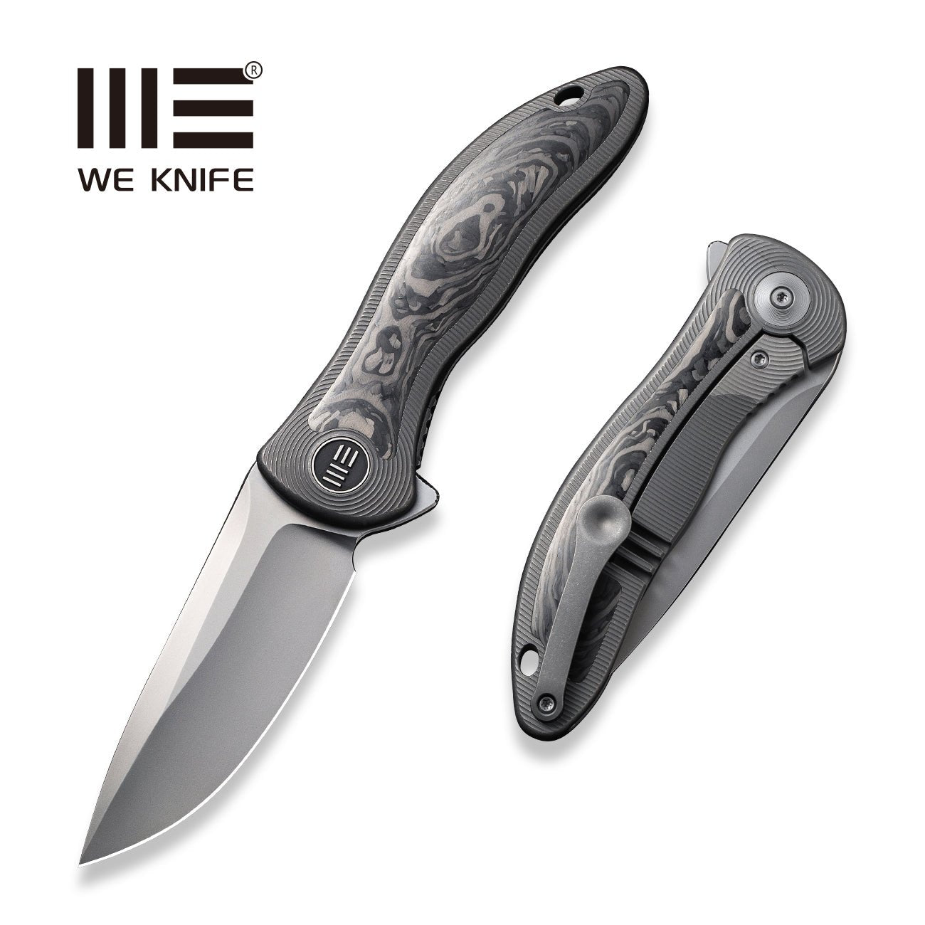 WEKNIFE Synergy2v2 Flipper Knife Titanium & Carbon Fiber Handle (3.49" CPM 20CV Blade) WE18046CF-1