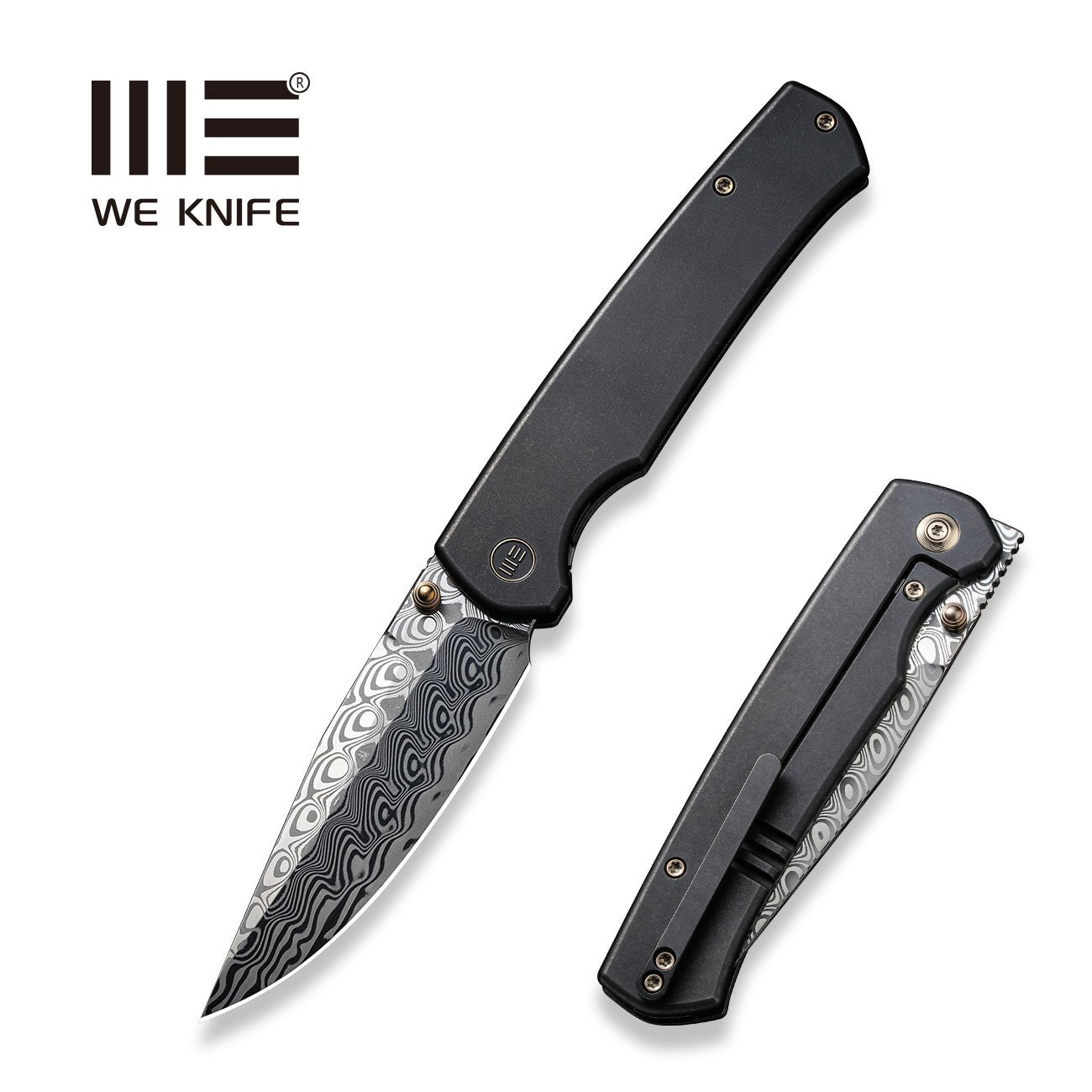 WE Knife Evoke Thumb Stud & Front Flipper Handle (3.48" Damasteel) We21046